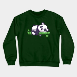 Cute Panda Sleeping On Bamboo Tree Cartoon Crewneck Sweatshirt